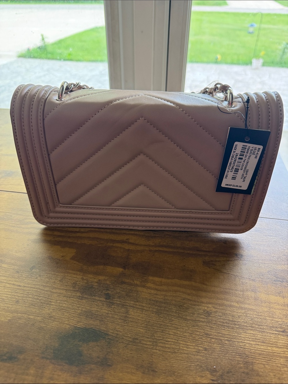 Badgley Mischka Quilted Chevron Crossbody - Light Taupe
